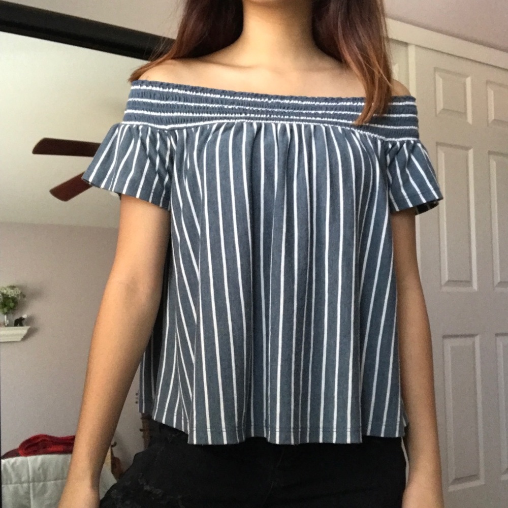 Striped off the shoulder top